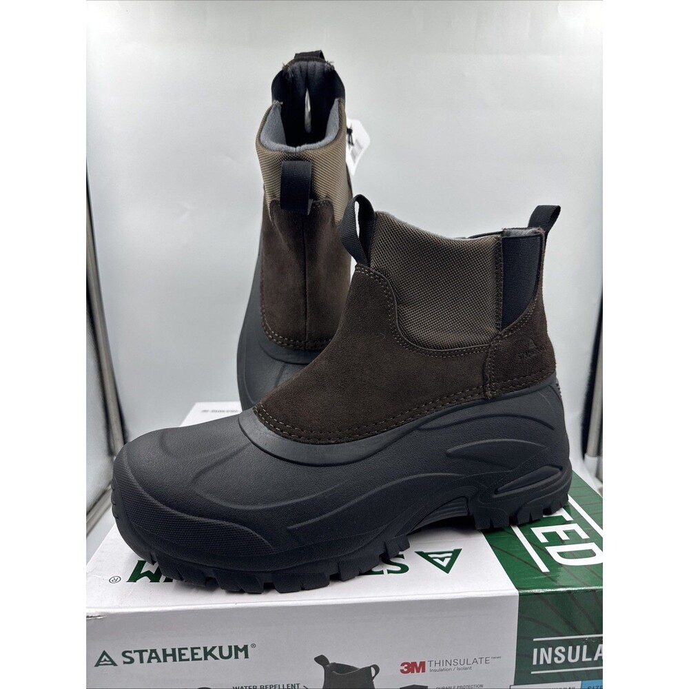 Staheekum Men's Waterproof Insulated Winter Snow Lace Up Boots Brown SIZE 12